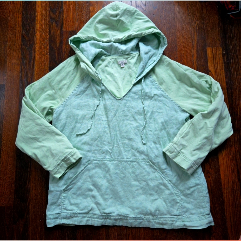JJill Linen Cotton 2-Layer‎ Pullover Hoodie Size M